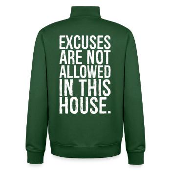 Les excuses ne sont pas autorisées dans cette maison - Sweat zippé unisexe en coton bio Stanley/Stella - vert bouteille - Dos - AI Model Male 185 dark (185cm)