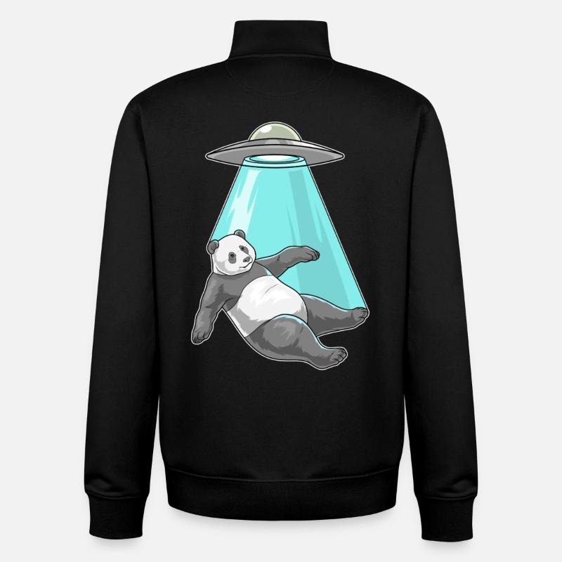 Vaisseau spatial Panda - Sweat zippé unisexe en coton bio Stanley/Stella - noir
