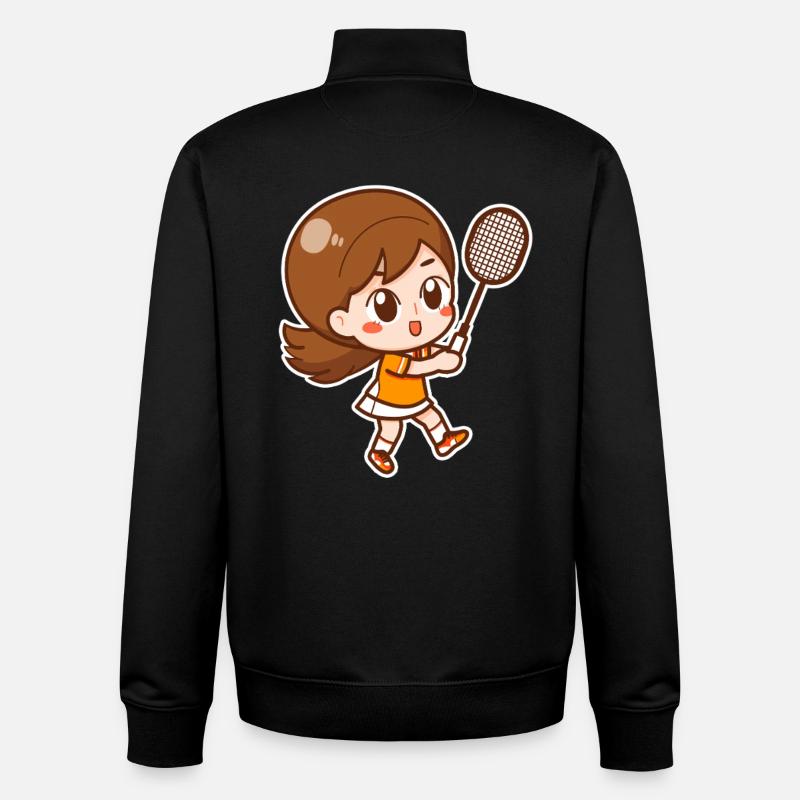 Badminton Filles - Sweat zippé unisexe en coton bio Stanley/Stella - noir