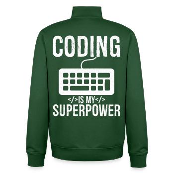 coding is my superpower - Unisex Organic Zip Sweatshirt von Stanley/Stella - Flaschengrün - Hinten - AI Model Male 185 dark (185cm)