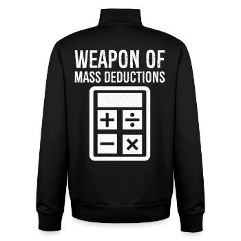 weapon of mass deductions - Unisex Organic Zip Sweatshirt by Stanley/Stella - black - Back - AI Model Male 185 light (185cm)