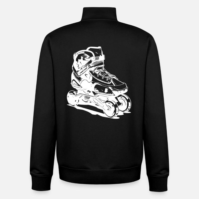 Roller Skates Zeichnung - Unisex Organic Zip Sweatshirt von Stanley/Stella - Schwarz