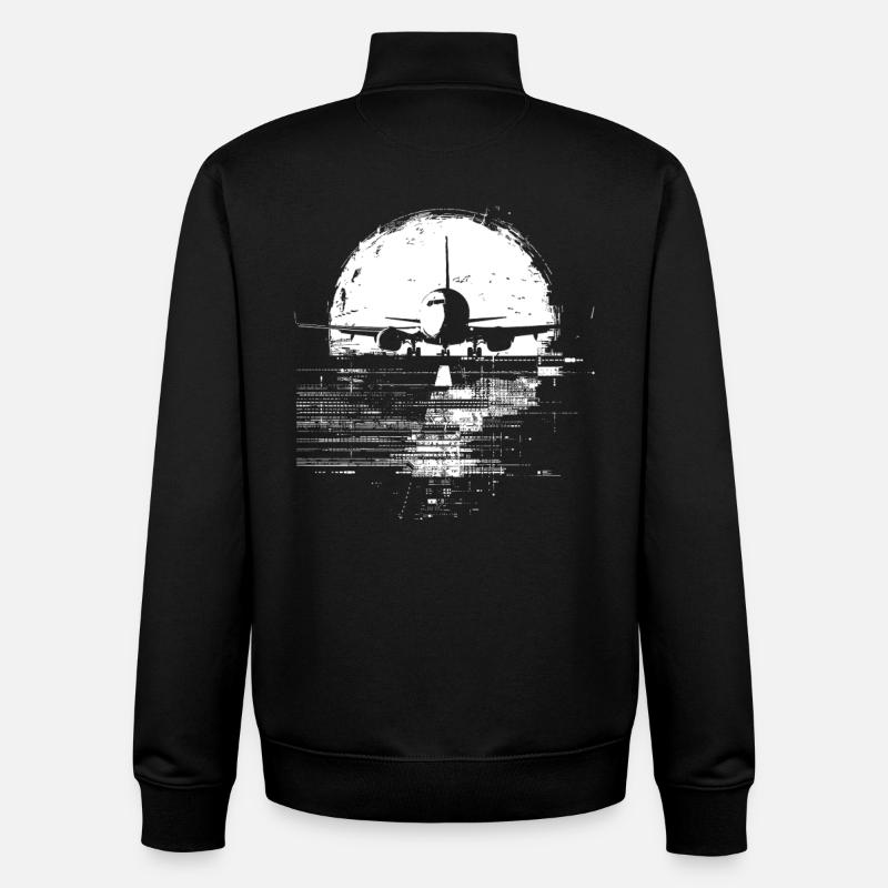 Avion de ligne - Sweat zippé unisexe en coton bio Stanley/Stella - noir