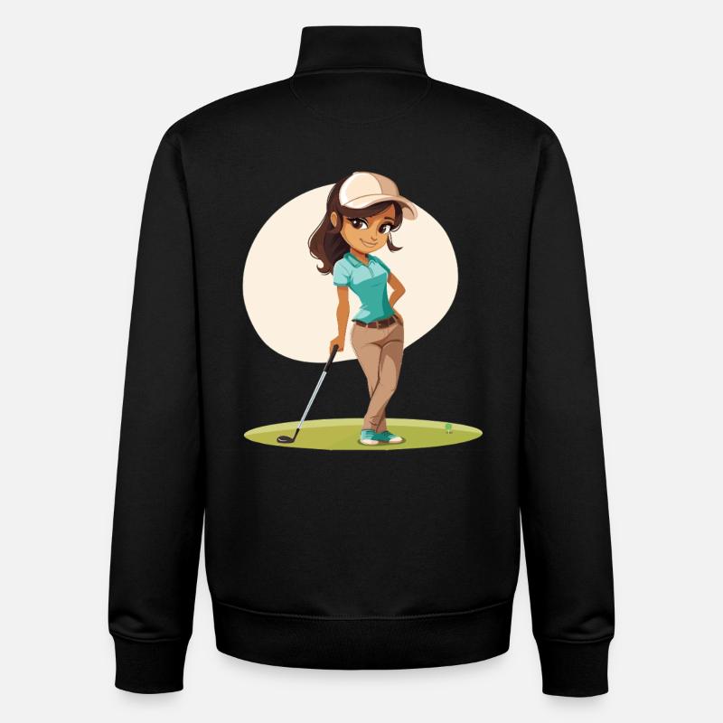 Bande dessinée golfeuse - Sweat zippé unisexe en coton bio Stanley/Stella - noir