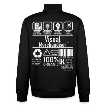 Visual Merchandiser multi tasking problem solving - Unisex Organic Zip Sweatshirt by Stanley/Stella - black - Back - AI Model Male 185 light (185cm)