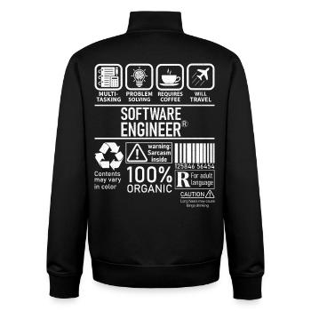 Software Engineer multi tasking problem solving - Unisex Organic Zip Sweatshirt by Stanley/Stella - black - Back - AI Model Male 185 light (185cm)