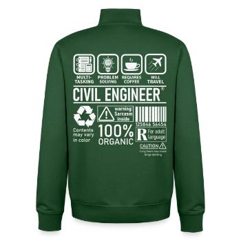 Ingénieur civil multitâche résolution de problèmes - Sweat zippé unisexe en coton bio Stanley/Stella - vert bouteille - Dos - AI Model Male 185 dark (185cm)
