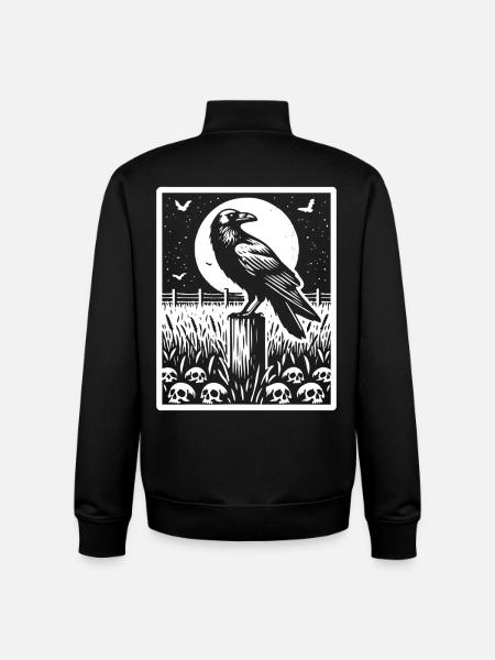 Raven Full Moon Field Skull - Unisex Organic Zip Sweatshirt by Stanley/Stella - black