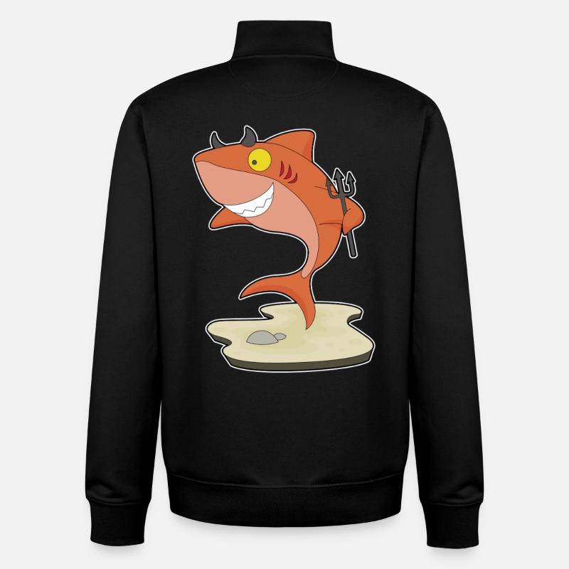 Requin Diable d’Halloween - Sweat zippé unisexe en coton bio Stanley/Stella - noir