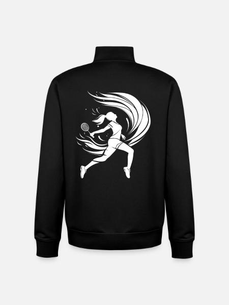 Badminton Player Drawing - Unisex Organic Zip Sweatshirt by Stanley/Stella - black