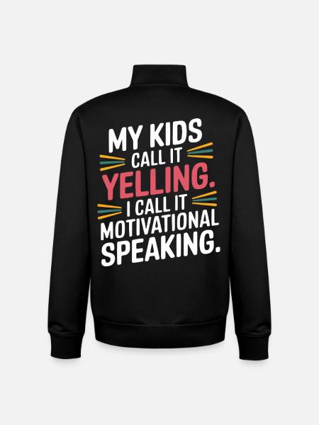 My kids call it yelling - Unisex Organic Zip Sweatshirt by Stanley/Stella - black