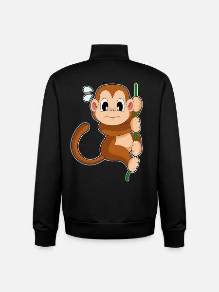 Monkey Liana Jungle - Sweat zippé unisexe en coton bio Stanley/Stella - noir
