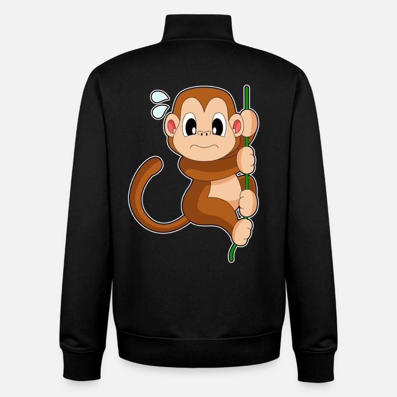 Liane Singe - Sweat zippé unisexe en coton bio Stanley/Stella - noir