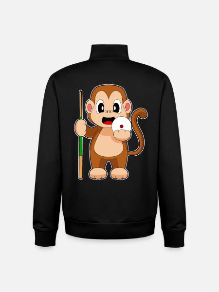 Queue de billard Monkey - Sweat zippé unisexe en coton bio Stanley/Stella - noir