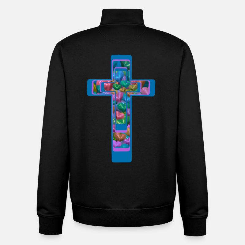 Croix Croix Coeurs Coeurs - Sweat zippé unisexe en coton bio Stanley/Stella - noir