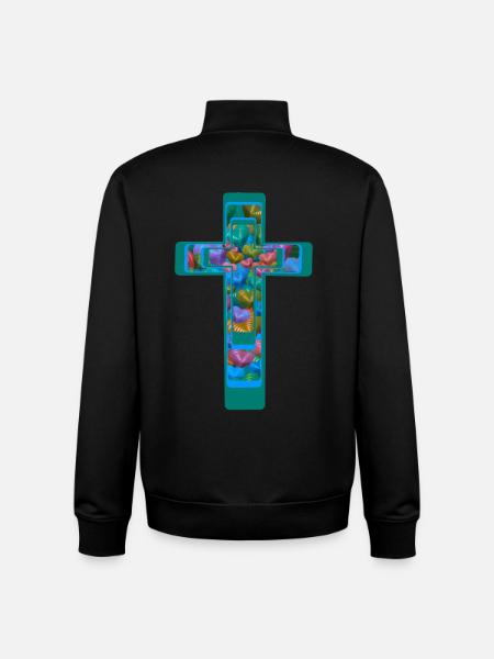 Crucifix Cross Crosses Hearts - Unisex Organic Zip Sweatshirt by Stanley/Stella - black