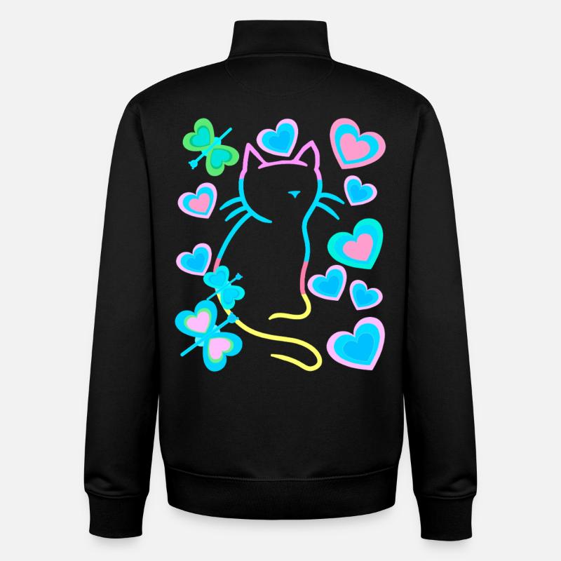 Retro Cat Cats - Unisex Organic Zip Sweatshirt by Stanley/Stella - black