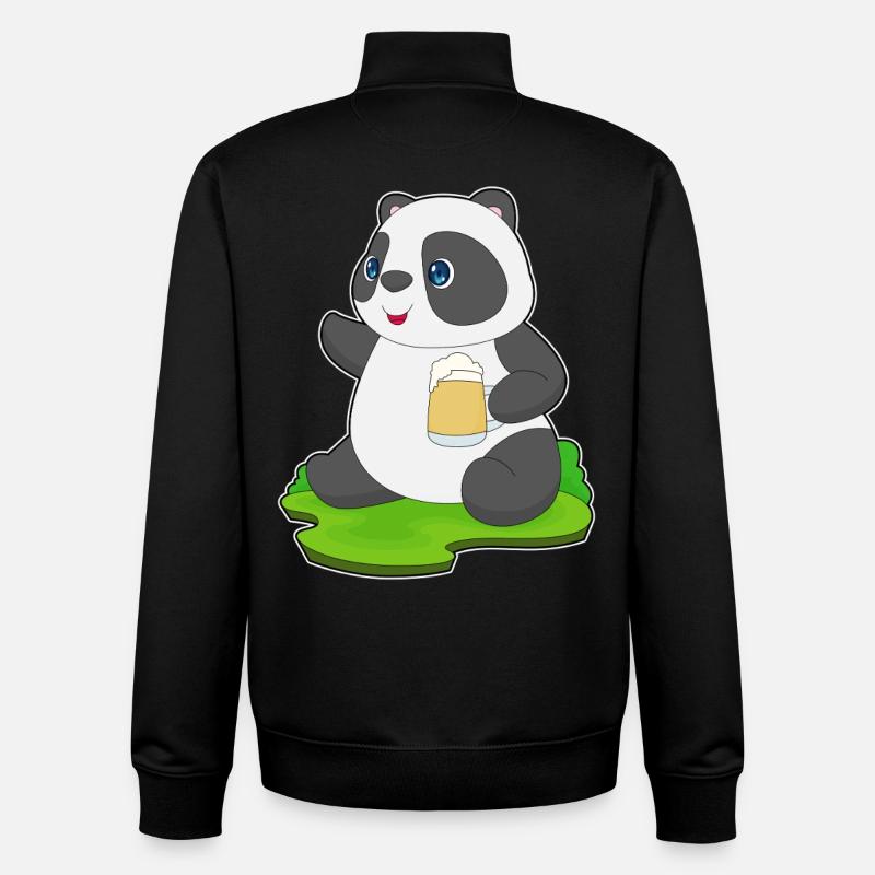 Bière Panda - Sweat zippé unisexe en coton bio Stanley/Stella - noir