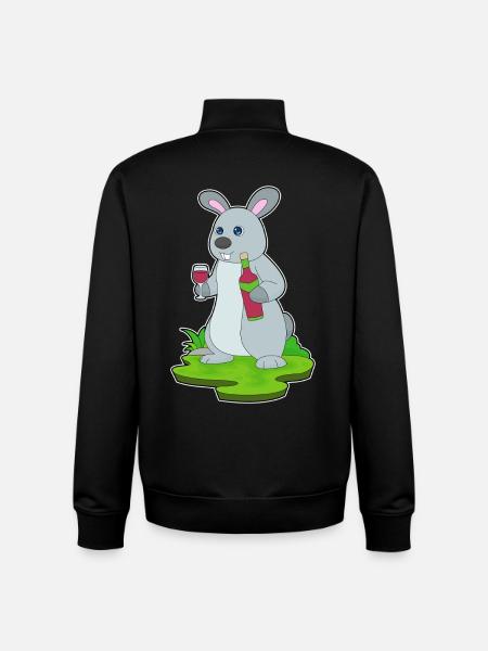 Hase Bottle of Red Wine - Unisex Organic Zip Sweatshirt by Stanley/Stella - black