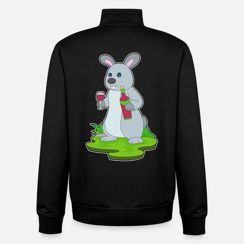 Hase Flasche Rotwein - Unisex Organic Zip Sweatshirt von Stanley/Stella - Schwarz