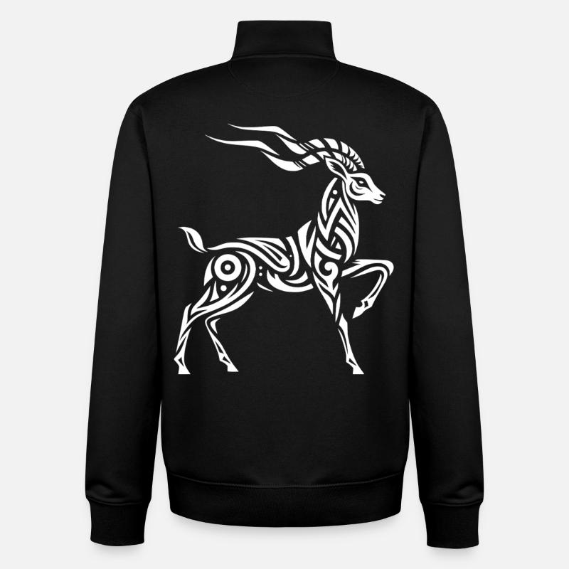 Gazelle de Thomson tribale - Sweat zippé unisexe en coton bio Stanley/Stella - noir