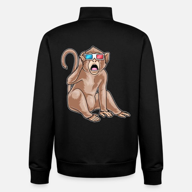 Monkey Glasses - Unisex Organic Zip Sweatshirt by Stanley/Stella - black