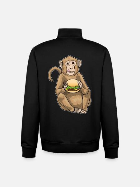 Monkey Cheeseburger - Unisex Organic Zip Sweatshirt by Stanley/Stella - black
