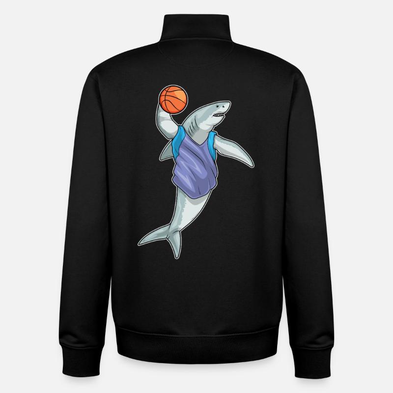 Requin Basketteur Basketteur - Sweat zippé unisexe en coton bio Stanley/Stella - noir