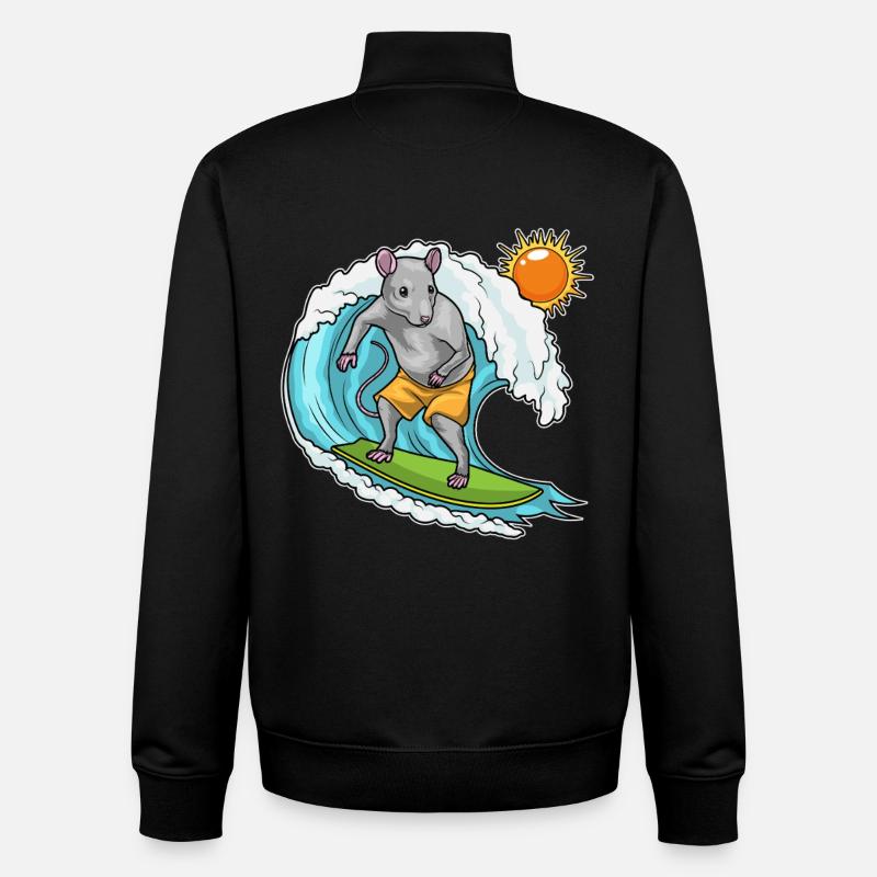 Rat Summer Surfer - Unisex Organic Zip Sweatshirt by Stanley/Stella - black