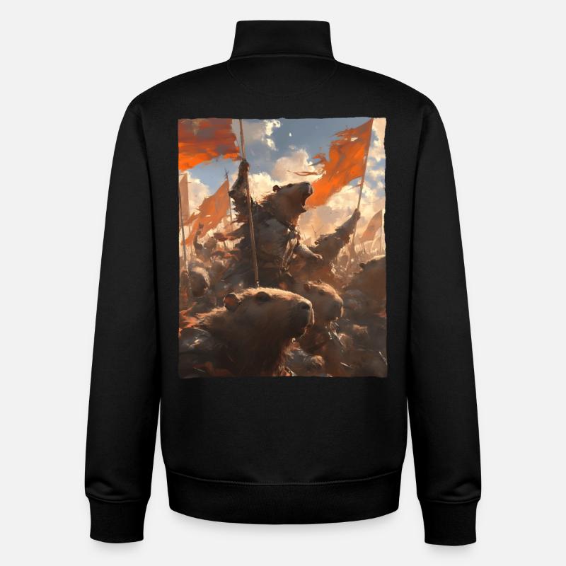 Épopée Capybara Révolution Peinture Astucieuse - Sweat zippé unisexe en coton bio Stanley/Stella - noir