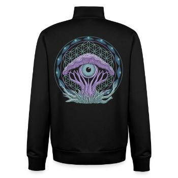 Mushroom Eye Portal | Psychedelic Vision Art - Unisex Organic Zip Sweatshirt by Stanley/Stella - black - Back - AI Model Male 185 light (185cm)