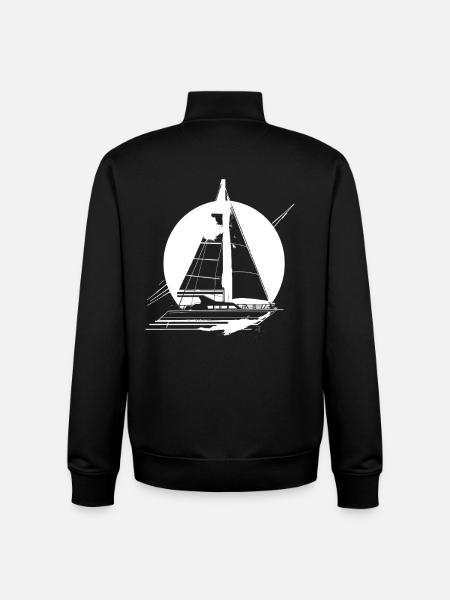 Sailboat Drawing - Unisex Organic Zip Sweatshirt by Stanley/Stella - black
