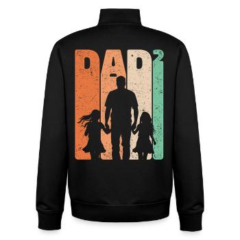 Dad Hoch 2 Vater Zwei Töchter Sohn Retro Geschenk - Unisex Organic Zip Sweatshirt von Stanley/Stella - Schwarz - Hinten - AI Model Male 185 light (185cm)