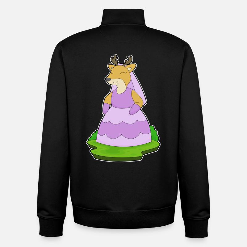 Cerf Voile de mariée Mariage - Sweat zippé unisexe en coton bio Stanley/Stella - noir