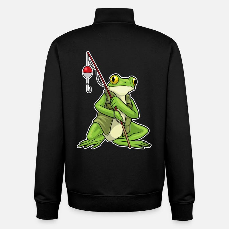 Grenouille Pêcheur Pêche - Sweat zippé unisexe en coton bio Stanley/Stella - noir