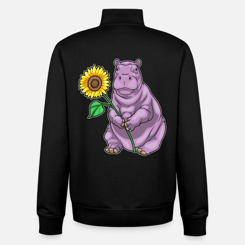 Nilpferd Sonnenblume - Unisex Organic Zip Sweatshirt von Stanley/Stella - Schwarz