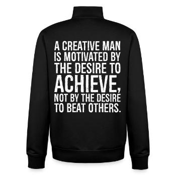 a creative man is motivated by the desire to - Unisex Organic Zip Sweatshirt von Stanley/Stella - Schwarz - Hinten - AI Model Male 185 light (185cm)