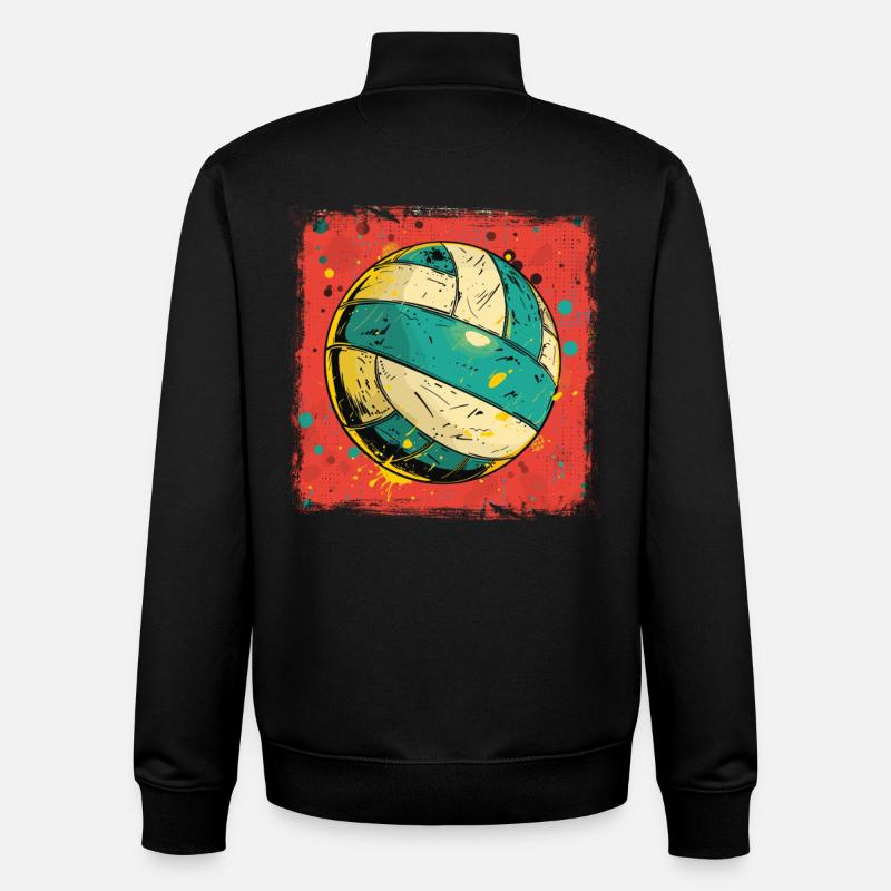 Graphiques de volley-ball - Sweat zippé unisexe en coton bio Stanley/Stella - noir