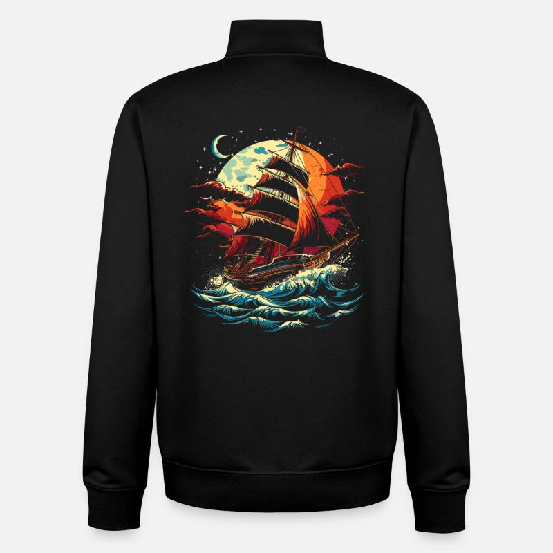 Sailing ship - Unisex Organic Zip Sweatshirt by Stanley/Stella - black