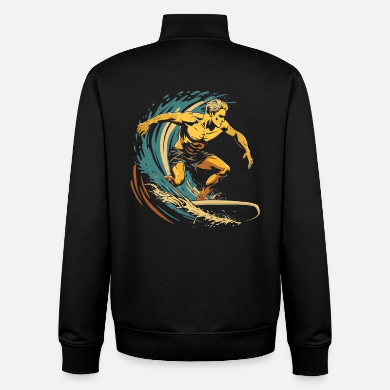 Surfer Graphics - Unisex Organic Zip Sweatshirt by Stanley/Stella - black