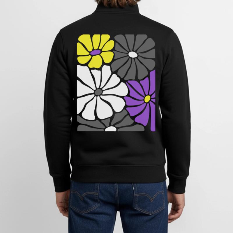 Nonbinary Pride Retro Blumen mit Enby Flag Farben Unisex Organic Zip Sweatshirt von Stanley/Stella