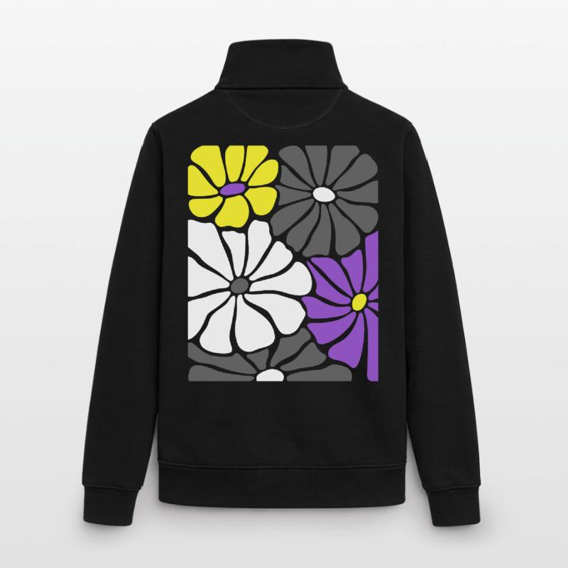Nonbinary Pride Retro Blumen mit Enby Flag Farben Unisex Organic Zip Sweatshirt von Stanley/Stella