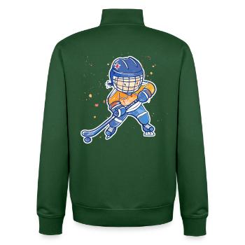 Kleiner Eishockeyspieler - Unisex Organic Zip Sweatshirt von Stanley/Stella - Flaschengrün - Hinten - AI Model Male 185 dark (185cm)