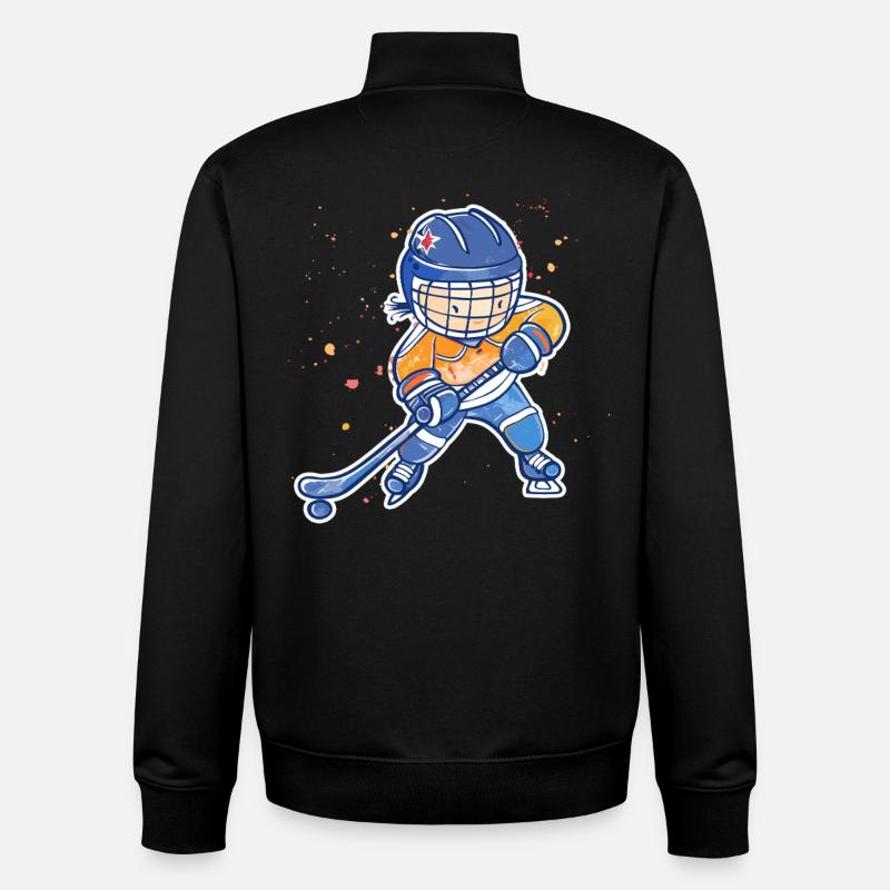 Petit joueur de hockey sur glace - Sweat zippé unisexe en coton bio Stanley/Stella - noir
