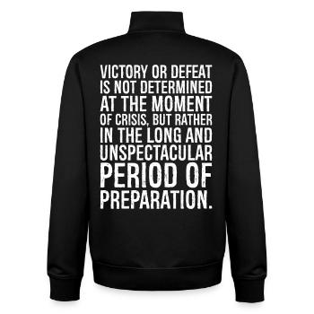victory or defeat is not determined at the moment - Unisex Organic Zip Sweatshirt by Stanley/Stella - black - Back - AI Model Male 185 light (185cm)