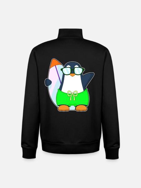 Penguin Surfing Surfboard Summer - Unisex Organic Zip Sweatshirt by Stanley/Stella - black