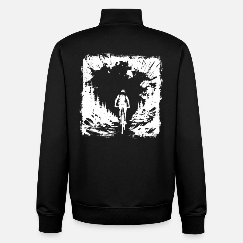 Mountain Biking Sketch - Unisex Organic Zip Sweatshirt by Stanley/Stella - black