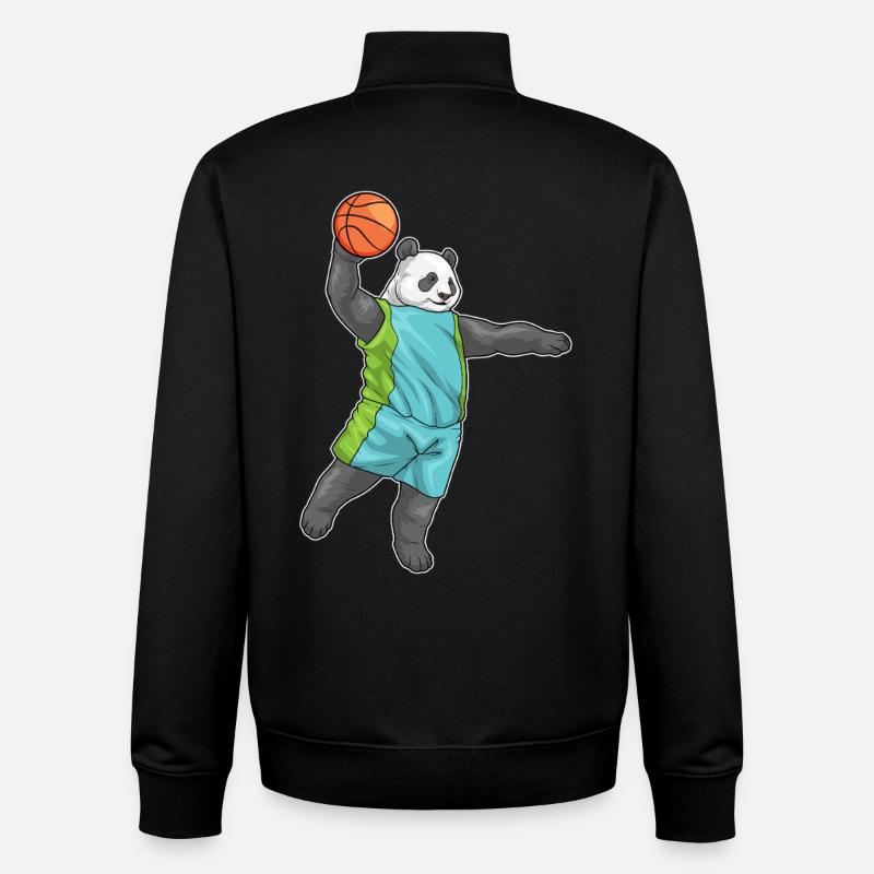 Panda Basketteur Basketteur - Sweat zippé unisexe en coton bio Stanley/Stella - noir