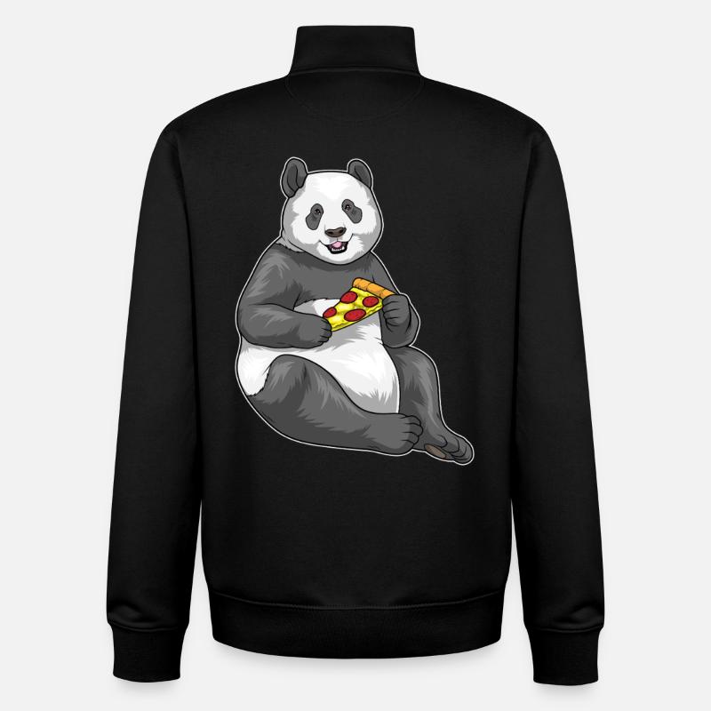 Panda Pizza - Sweat zippé unisexe en coton bio Stanley/Stella - noir