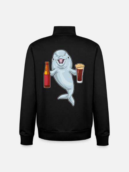 Bouteille de bière Dolphin - Sweat zippé unisexe en coton bio Stanley/Stella - noir